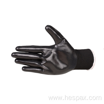 Hespax Waterproof Smooth Nitrile Fully Palm Dipped Gloves